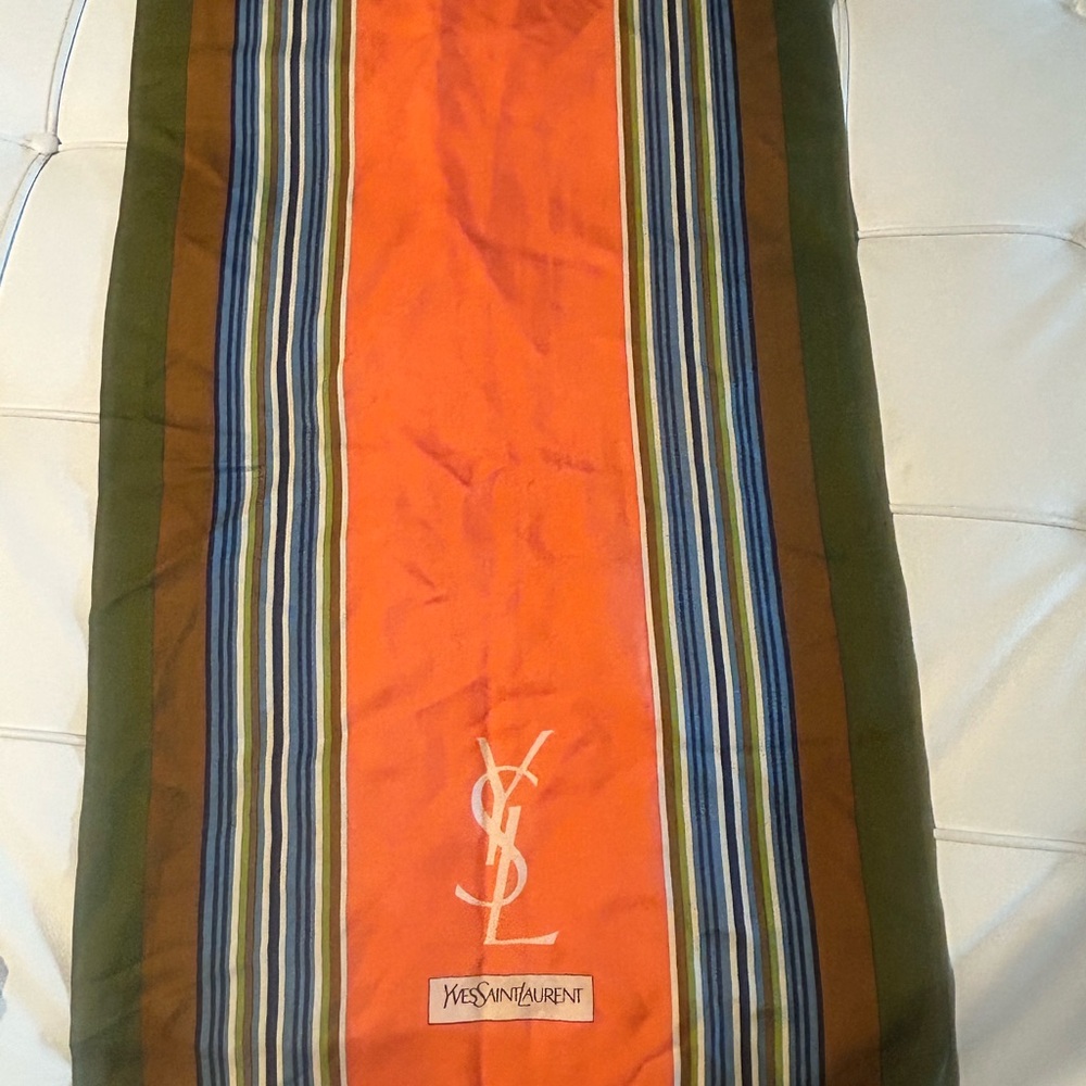 Yves Saint Laurent vintage Vibrant Orange Striped scarf